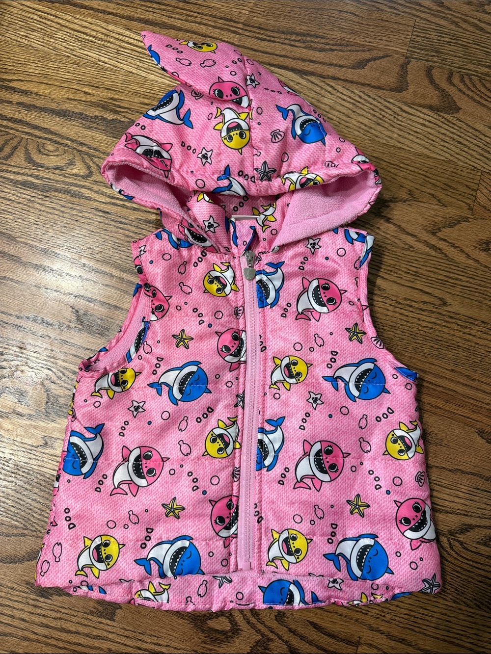 Pinkfong Pink Baby Shark Hooded Vest Size 3T